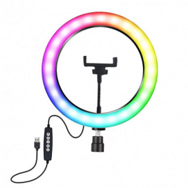 Светодиодная кольцевая лампа для селфи фото RGB MJ-33 с держателем для телефона 12" 30 см питание от USB
