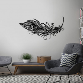 Деревянная картина Moku "Peacock Feather" 50x26 см