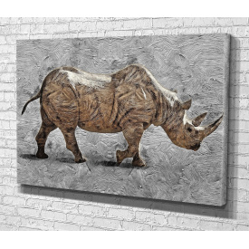 Картина в гостиную спальню для интерьера Живописный носорог KIL Art 81x54 см (559)