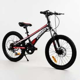 Детский спортивный велосипед магниевая рама дисковые тормоза CORSO Speedline 20’’ Black and red (103532)