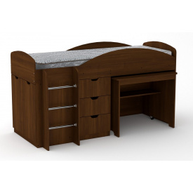 Двухъярусная кровать с выкатным столом Компанит Универсал орех экко