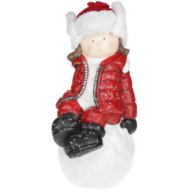 Статуэтка Девочка на снежку в красном костюме 45 см Bona DP42322