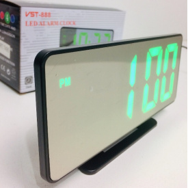 Настольные электронные часы VST-888 зеркальные с Led подсветкой Черные