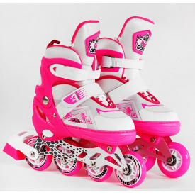 Роликовые коньки светящиеся PU колёса в сумке Best Roller 30-33 Pink (116273)