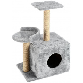 Когтеточка с домиком Мяус Для кошек 35х45х80 см Серый (МК-2533372)