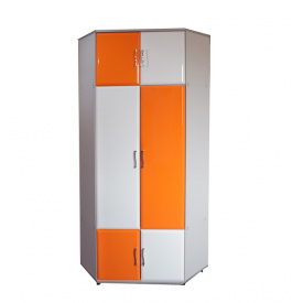 Шкаф детский Мебель UA™ Пионер-МДФ A угловой 2200х810х810 модерн Белый глянец/Оранж (6101)