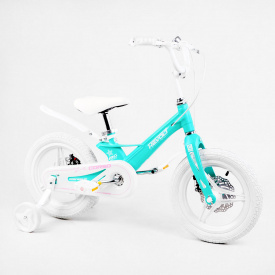 Детский велосипед CORSO Revolt 14 магниевая рама дисковые тормоза Mint and White (113855)