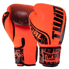 Перчатки боксерские PU TWINS FBGVS12-TW7 14 унций Черный-темно-оранжевый