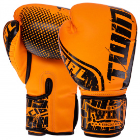 Перчатки боксерские PU TWINS FBGVS12-TW7 12 унций Черный-оранжевый