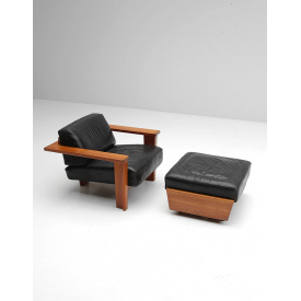 Набор мягкое деревянное кресло и пуф JecksonLoft ГорДон 0191