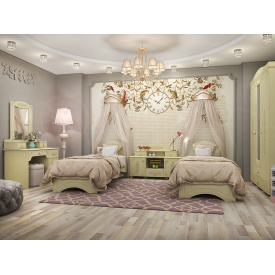 Спальня для двух девочек Мебель UA Белль Ассоль санти прованс кантри МДФ19мм+ДСП18мм Ваниль (42109)