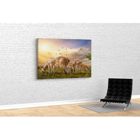 Картина в гостиную спальню для интерьера Семейство оленей KIL Art 81x54 см (582)
