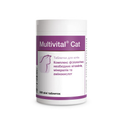 Комплексная витаминно-минеральная кормовая добавка для котов и кошек Dolfos Multivital Cat 500 таб Вольнянск