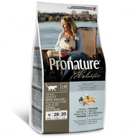 Сухой корм для взрослых котов Pronature Holistic Adult со вкусом атлантического лосося и коричневого риса 2.72 кг (65672552035)