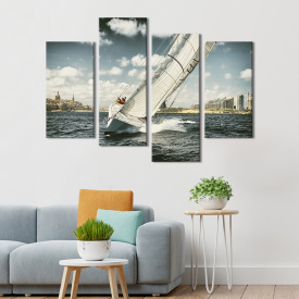 Модульная картина из 4 частей на холсте KIL Art Красивая парусная яхта 89x56 см (483-42)