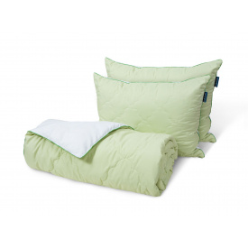 Набор одеяло и 2 классические подушки Dormeo Бамбук 200x200 см Зеленый/белый