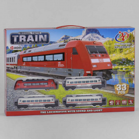 Детская железная дорога Jing Hong Xin Toys Пассажирский поезд 33 элементов Red and White (93779)