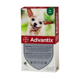 Капли Bayer Адвантикс Advantix от блох и клещей для собак весом до 4 кг 4 пипетки х 0,4 мл 85910388