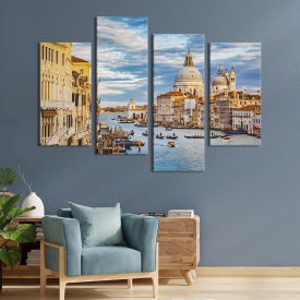 Модульная картина из 4 частей на холсте KIL Art Город Венеция 129x90 см (393-42)