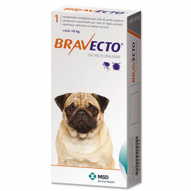 Таблетка от блох и клещей для собак и щенков Bravecto 4,5-10 кг 250 мг (8713184146519)