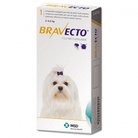 Таблетка от блох и клещей для собак и щенков Bravecto 2-4,5 кг 112,5 мг (8713184146502)