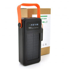 Повербанк Power bank YM-636 40000mAh Solar, flashlight, Input:5V/2.1A(Micro-USB, Type-C, Lightning), Output:5V /2.1A(4xUSB), plastic, Black, BOX Александрия