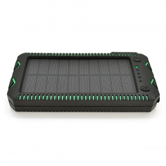 Повербанк Power bank 30000 mAh Solar,2хFlashlight,5V/200mA, Input:5V/2A(microUSB), Output:5V/2A(2хUSB), rubberized case, Black/Green, BOX Гуляйполе