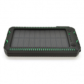 Повербанк Power bank 30000 mAh Solar,2хFlashlight,5V/200mA, Input:5V/2A(microUSB), Output:5V/2A(2хUSB), rubberized case, Black/Green, BOX