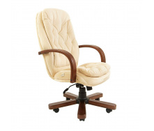 Офісне крісло керівника Richman Venice VIP Wood M1 Tilt Натуральна Шкіра Lux Італія Кремовий