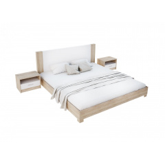 Кровать Мебель Сервис Маркос 160х200 с прикроватными тумбочками + ортопедический вклад Дуб Сонома/Белый (hub_guit56) Сумы
