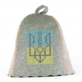 Банная шапка Luxyart "Украинский трезубец" натуральный войлок серый (LA-923)