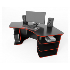 Геймерський ігровий стіл COMFY-HOME Karbid чорний-червоний