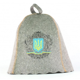 Банная шапка Luxyart "Герб Украины" натуральный войлок серый (LA-922)