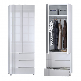Шкаф для одежды "Портленд" DiPortes К-823-L Белый глянец (80/230/56) МДФ