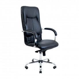 Офісне крісло керівника Richman Nicosia VIP Хром M3 MultiBlock Натуральна Шкіра Lux Італія Чорний