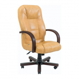 Офісне крісло керівника Richman Seville VIP Wood M2 AnyFix Натуральна Шкіра Lux Італія Кремовий
