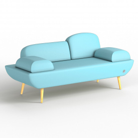 Двомісний диван KULIK SYSTEM LOFT Екошкіра Цілий Синій (hub_tdUF43541)
