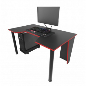 Геймерський ігровий стіл ZEUS GAMER-2 чорний з червоною крайкою