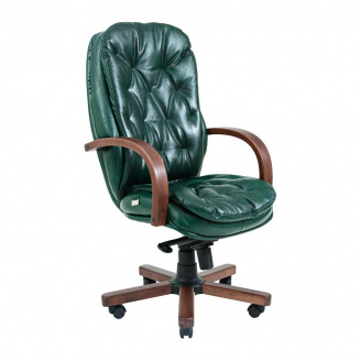 Офісне крісло керівника Richman Venice VIP Wood M2 AnyFix Натуральна Шкіра Lux Італія Зелений