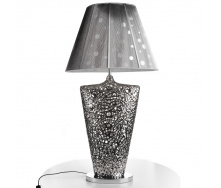 Настольная лампа в современном стиле с абажуром Brille 60W TL-137 Хром
