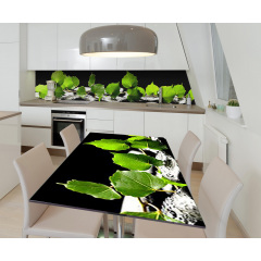 Наклейка виниловая на стол Zatarga "Зеленые листья березы" 600х1200 мм Киев