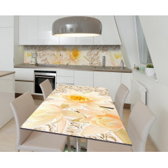 Наклейка 3Д виниловая на стол Zatarga «Кремовый лотос» 650х1200 мм для домов, квартир, столов, кофейн, кафе Киев