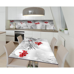Наклейка 3Д виниловая на стол Zatarga «Заснеженные грозди» 600х1200 мм для домов, квартир, столов, кофейн, Ровно