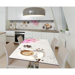 Наклейка 3Д виниловая на стол Zatarga «Молекулы кофе» 650х1200 мм для домов, квартир, столов, кофейн, кафе Дубно