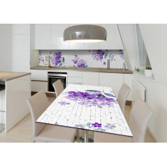 Наклейка 3Д виниловая на стол Zatarga «Сиреневое граффити» 650х1200 мм для домов, квартир, столов, кофейн, Сумы