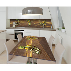 Наклейка 3Д виниловая на стол Zatarga «Золотая оливка» 600х1200 мм для домов, квартир, столов, кофейн, кафе Ровно