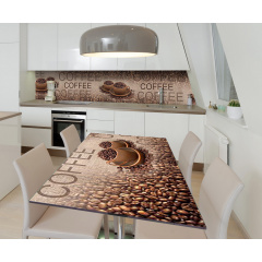 Наклейка 3Д вінілова на стіл Zatarga «Кава з плантацій» 650х1200 мм для будинків, квартир, столів, кав'ярень Боярка