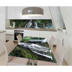 Наклейка 3Д виниловая на стол Zatarga «Серебрянные струны» 650х1200 мм для домов, квартир, столов, кофейн, Дубно