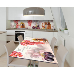 Наклейка 3Д виниловая на стол Zatarga «Белые вина» 600х1200 мм для домов, квартир, столов, кофейн, кафе Дубно