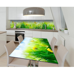 Наклейка 3Д виниловая на стол Zatarga «Солнечные одуванчики» 650х1200 мм для домов, квартир, столов, кофейн, Пологи
